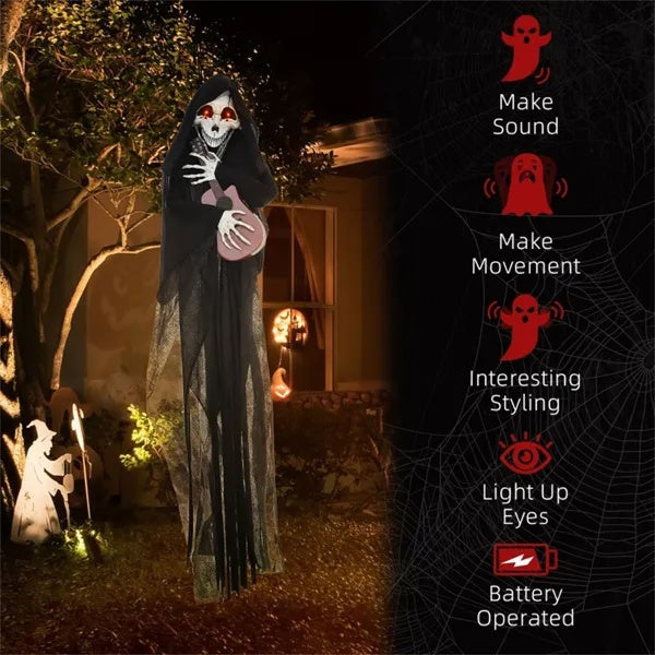 Halloween Horror Rock Skelet - Bewegend met Licht & Geluid MOONOVA
