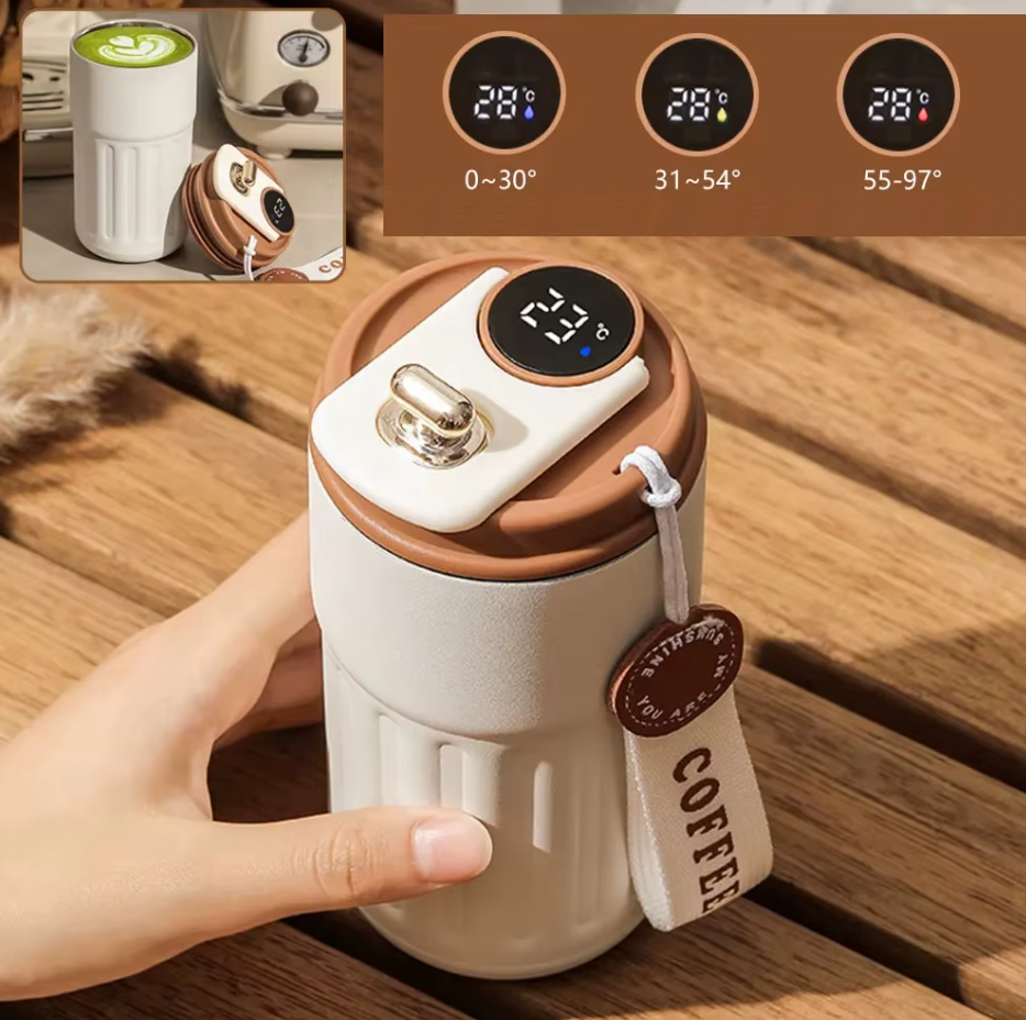 MOONOVA - Slimme RVS Thermosfles met LED Temperatuurweergave - Wit MOONOVA
