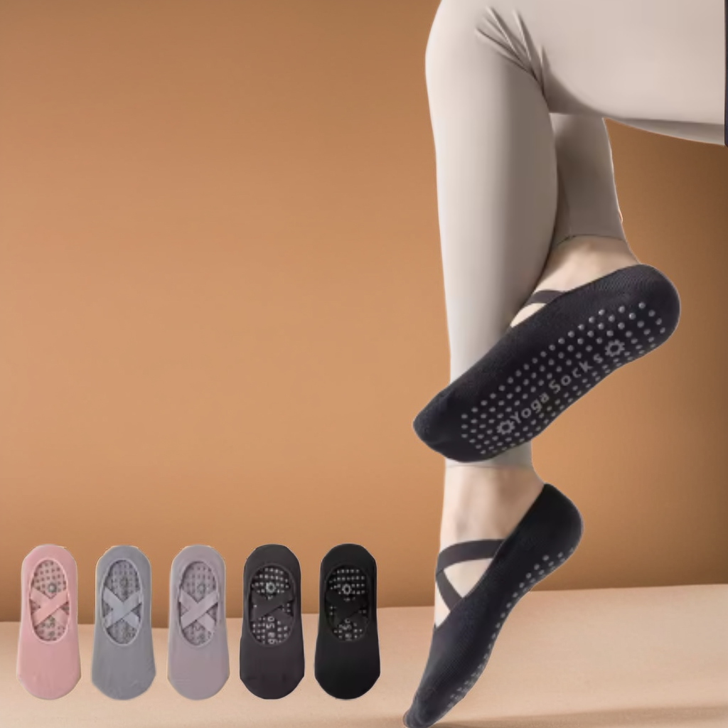 MOONOVA - Yoga Socks – Anti-slip & Grip voor Pilates & Ballet - Laag - Antraciet MOONOVA