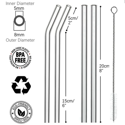Glazen rietjes incl. reinigingsborstel