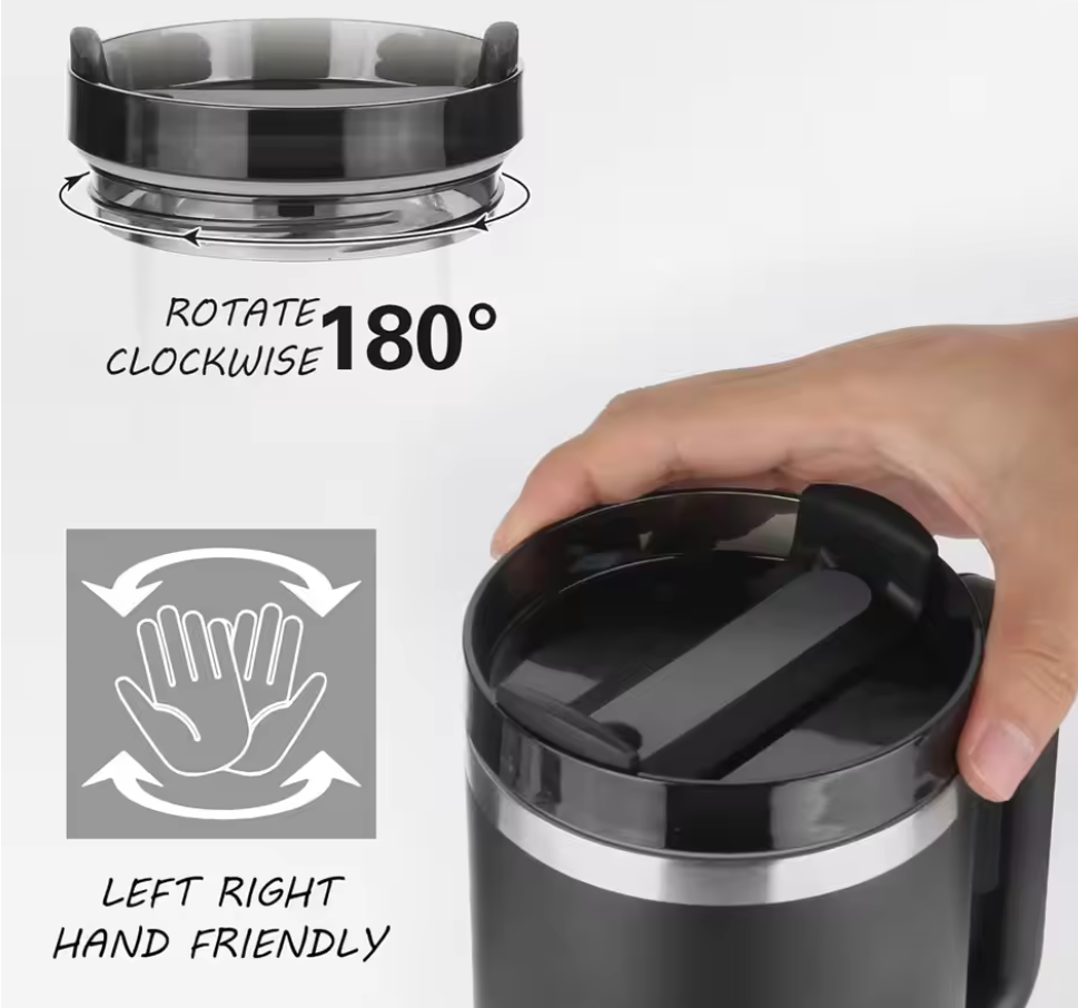 MOONOVA - Trendy Thermosbeker RVS + Rietje 1200ML | Zwart MOONOVA