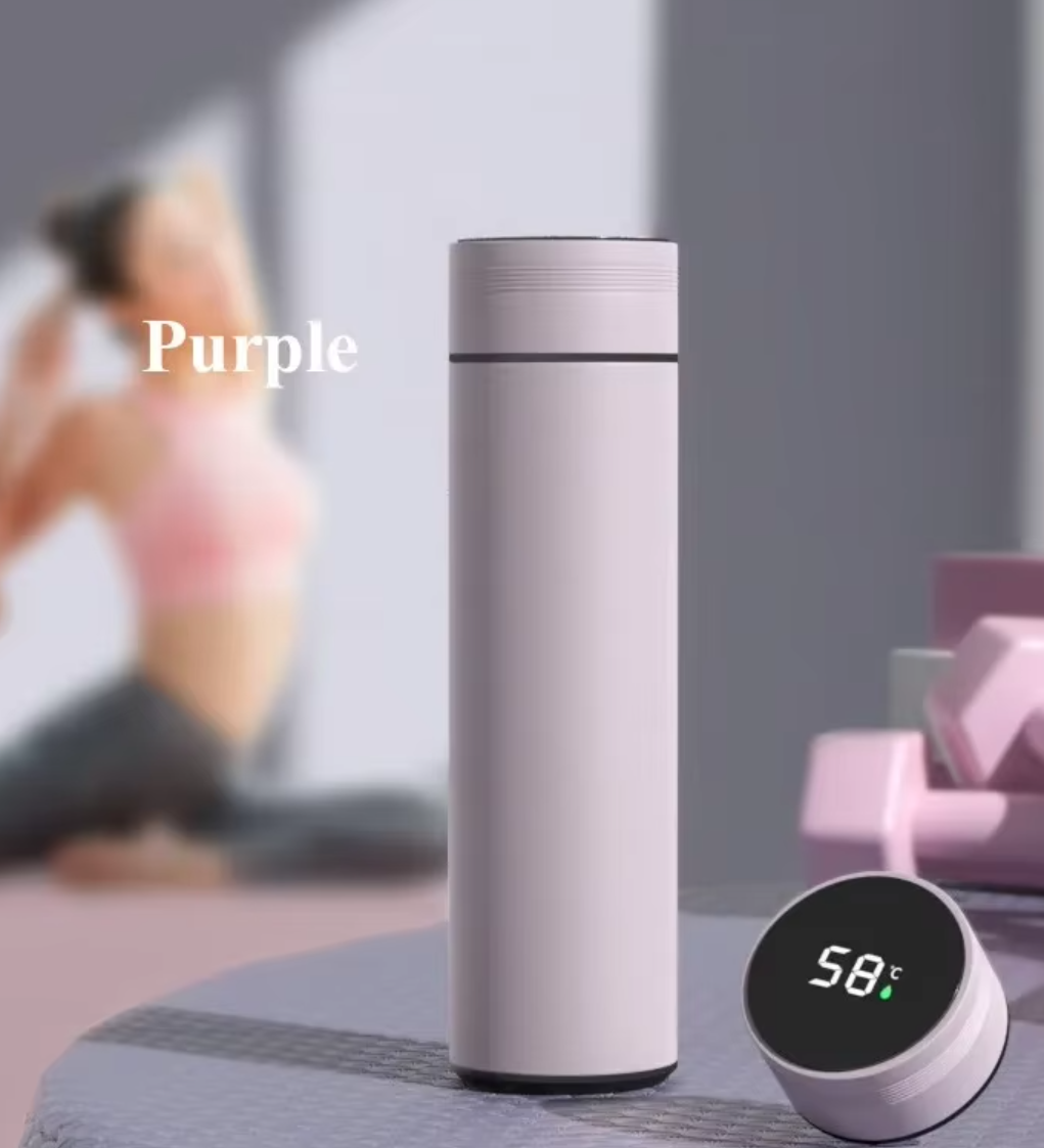 MOONOVA – Slimme RVS Thermosfles met LED Display | Paars MOONOVA