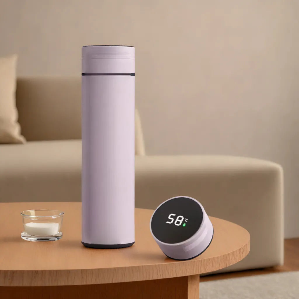 MOONOVA – Slimme RVS Thermosfles met LED Display | Paars MOONOVA