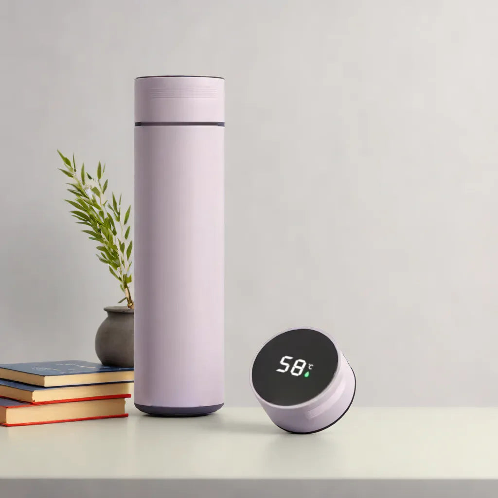 MOONOVA – Slimme RVS Thermosfles met LED Display | Paars MOONOVA