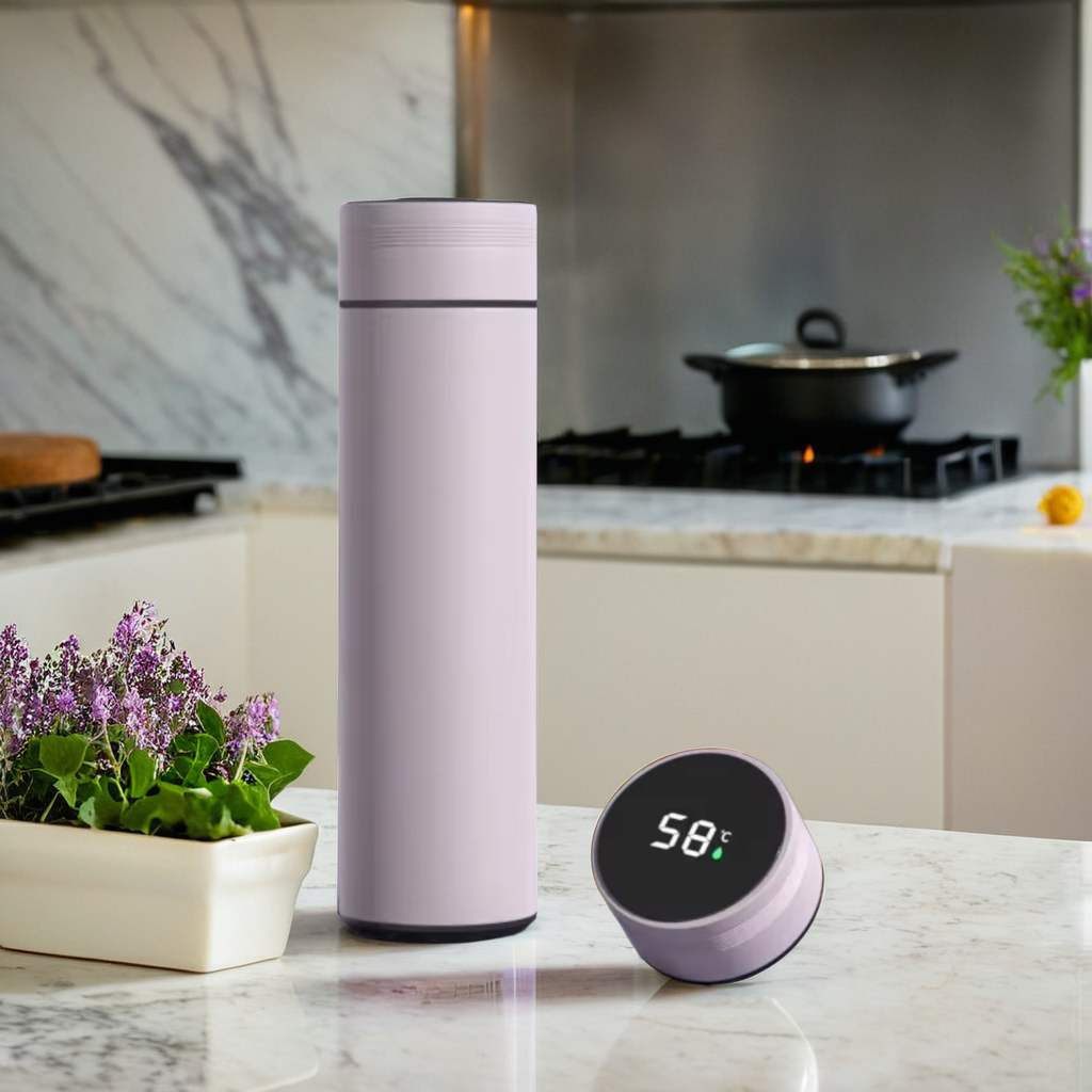 MOONOVA – Slimme RVS Thermosfles met LED Display | Paars MOONOVA