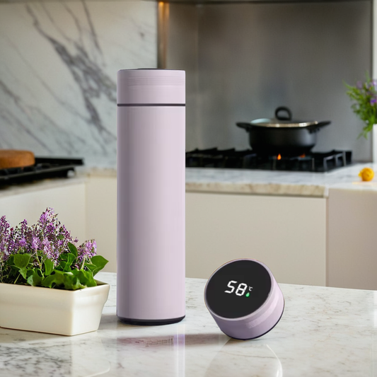 MOONOVA – Slimme RVS Thermosfles met LED Display | Paars MOONOVA