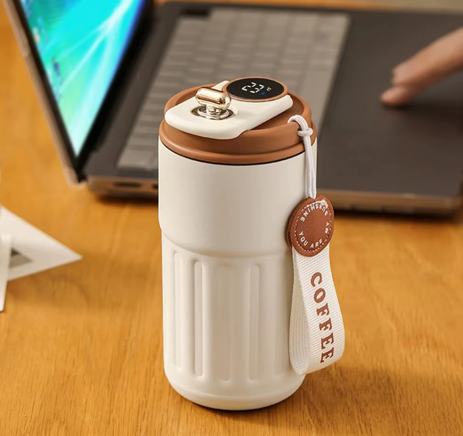 MOONOVA - Slimme RVS Thermosfles met LED Temperatuurweergave - Wit MOONOVA