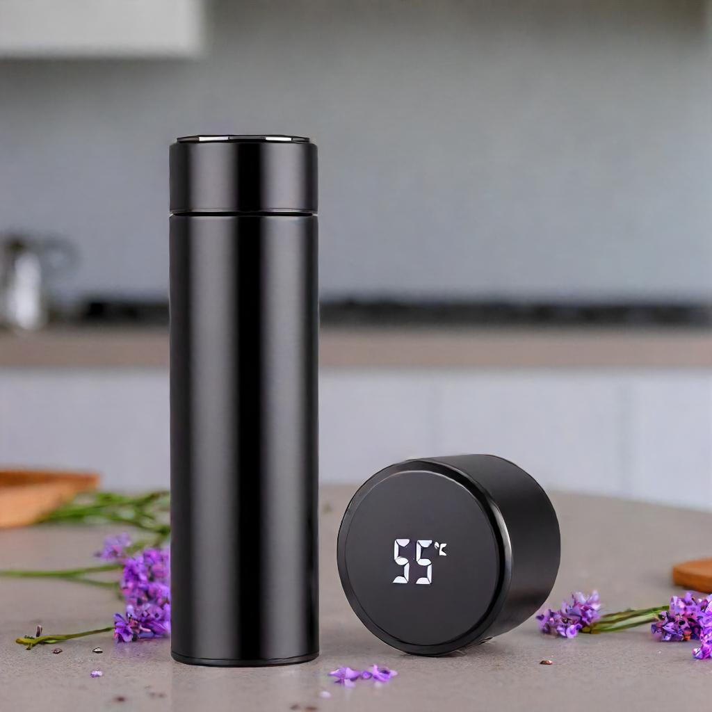 MOONOVA – Slimme RVS Thermosfles met LED Display | Zwart MOONOVA