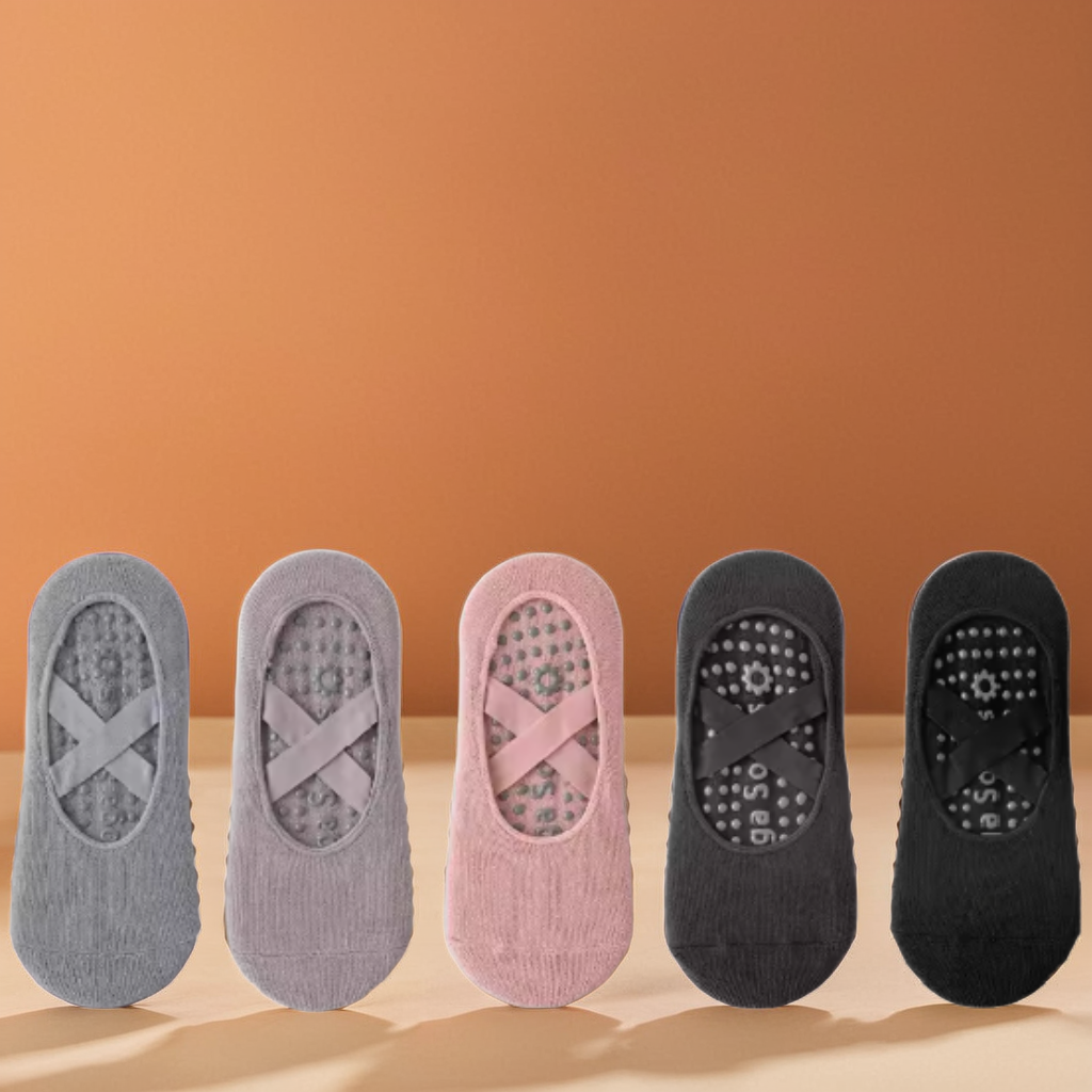 MOONOVA - Yoga Socks – Anti-slip & Grip voor Pilates & Ballet - Laag - Lichtgrijs MOONOVA