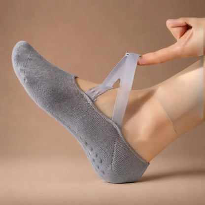 MOONOVA - Yoga Socks – Anti-slip & Grip voor Pilates & Ballet - Laag - Lichtgrijs MOONOVA