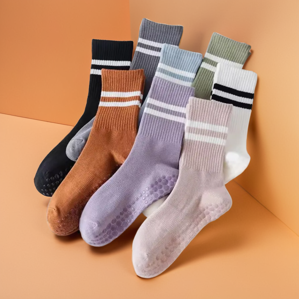 MOONOVA - Yoga Socks – Anti-slip & Grip voor Pilates & Ballet - Hoog - Paars MOONOVA